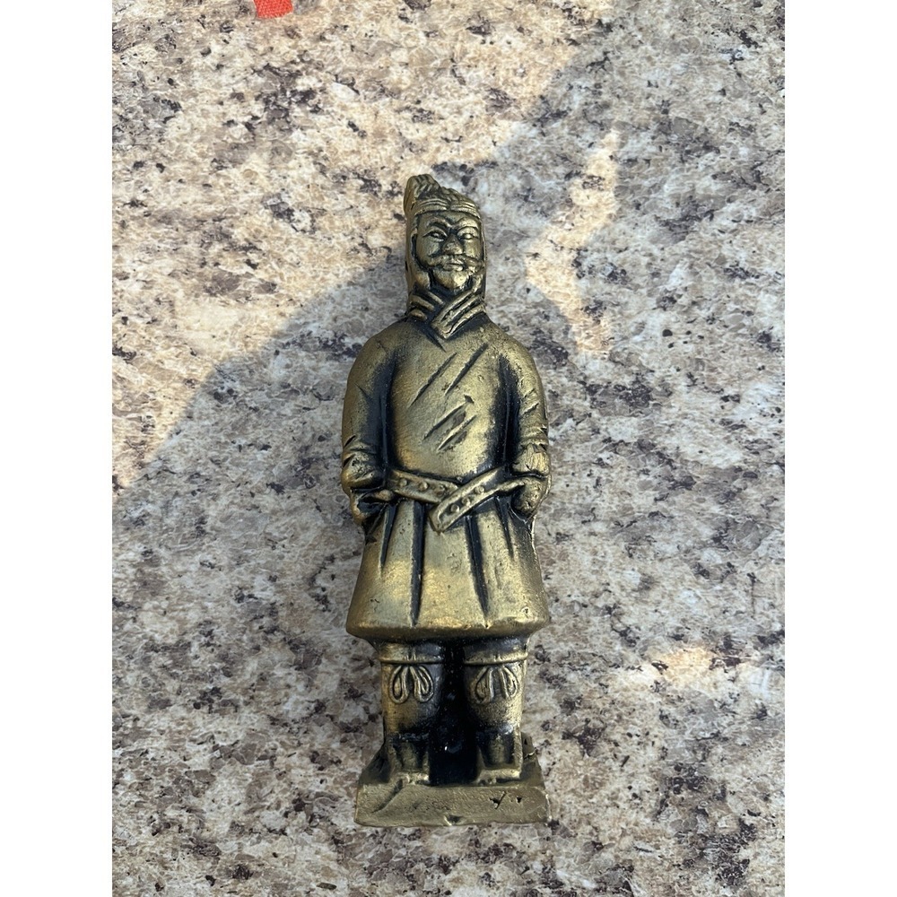 Qin Dynasty Terracotta Gold Warriors With Horse Set Of 5 - Picture 7 of 7